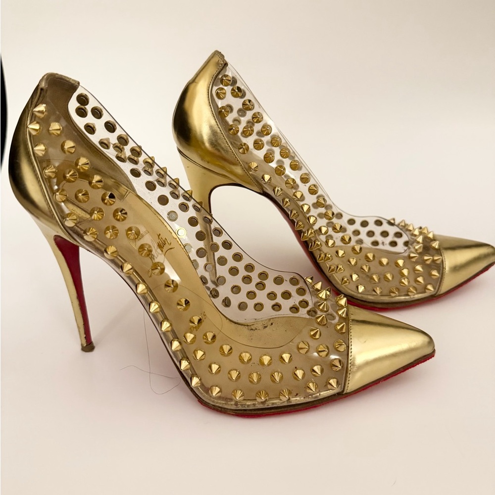 Christian Louboutin Gold Spiked Heels